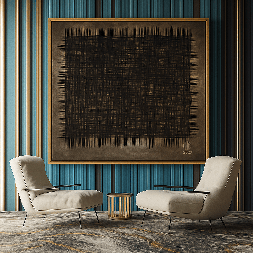 Canvas Print : Noir Weave – Abstract Line Art Canvas Wall Decor - Chiara Rossetti