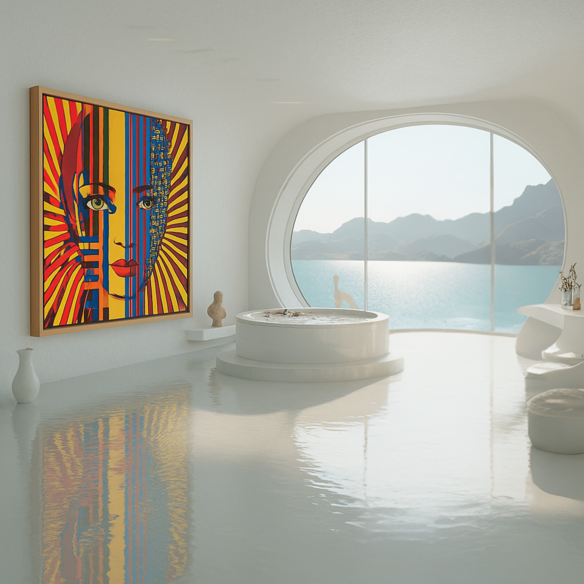 Canvas Print: Optical Muse – Bauhaus Pop Abstract Portrait - Chiara Rossetti