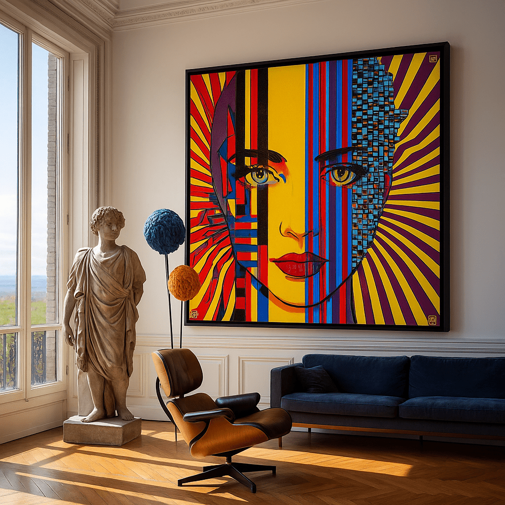 Canvas Print: Optical Muse – Bauhaus Pop Abstract Portrait - Chiara Rossetti
