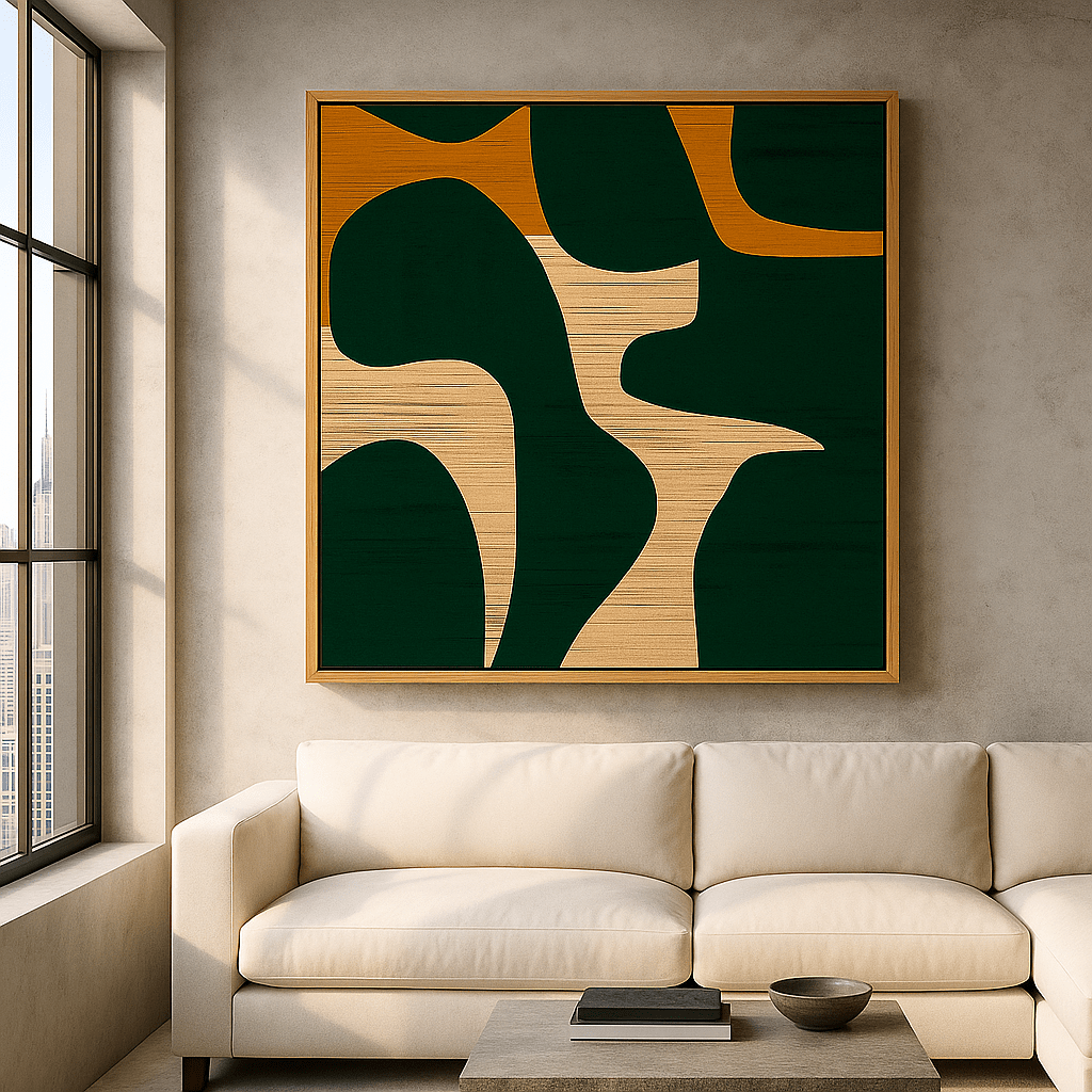 Canvas Print: Organic Shapes Canvas Art – Mid - Century Abstract Wall Print modern abstract canvas wall art by Rossetti Art – luxury interior design artwork for living room, bedroom, office – abstract canvas wall art abstract shape artwork Contemporary Art for Sale