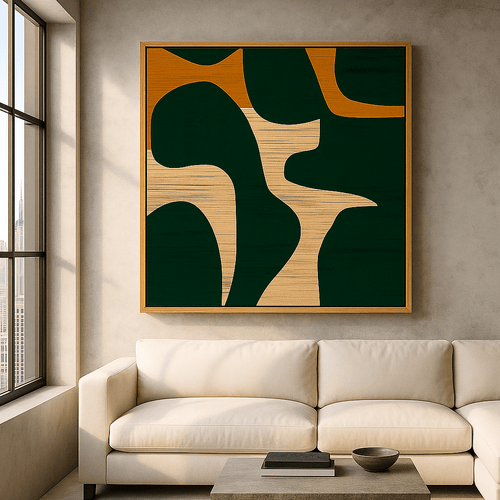 Canvas Print: Organic Shapes Canvas Art – Mid - Century Abstract Wall Print modern abstract canvas wall art by Rossetti Art – luxury interior design artwork for living room, bedroom, office – abstract canvas wall art abstract shape artwork Contemporary Art for Sale