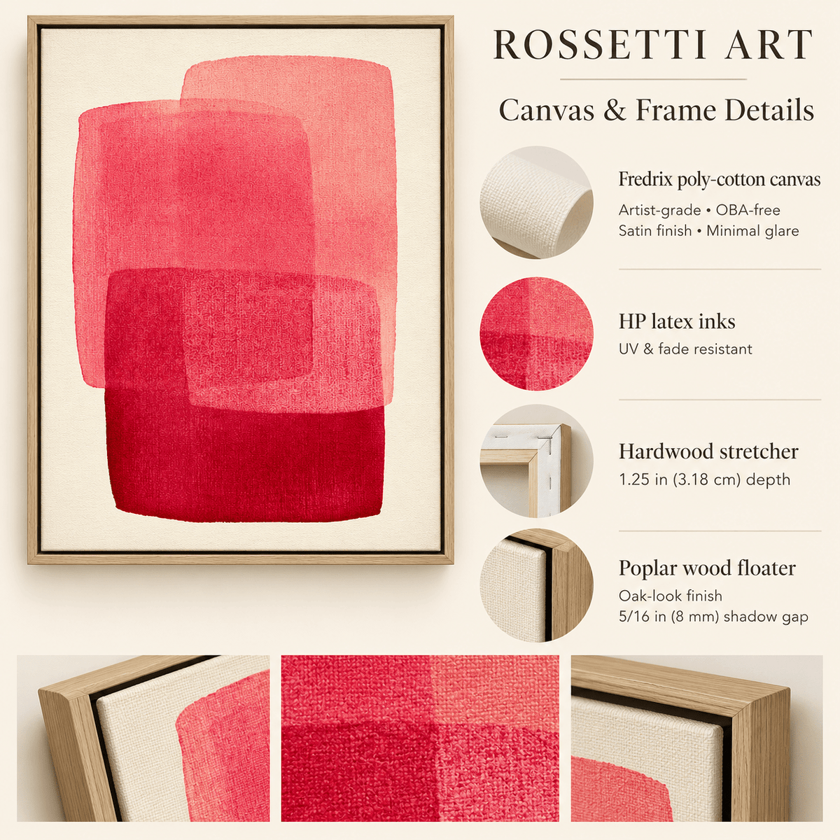 Pink Abstract Wall Art – Rose Veils layered colour canvas by Rossetti Art