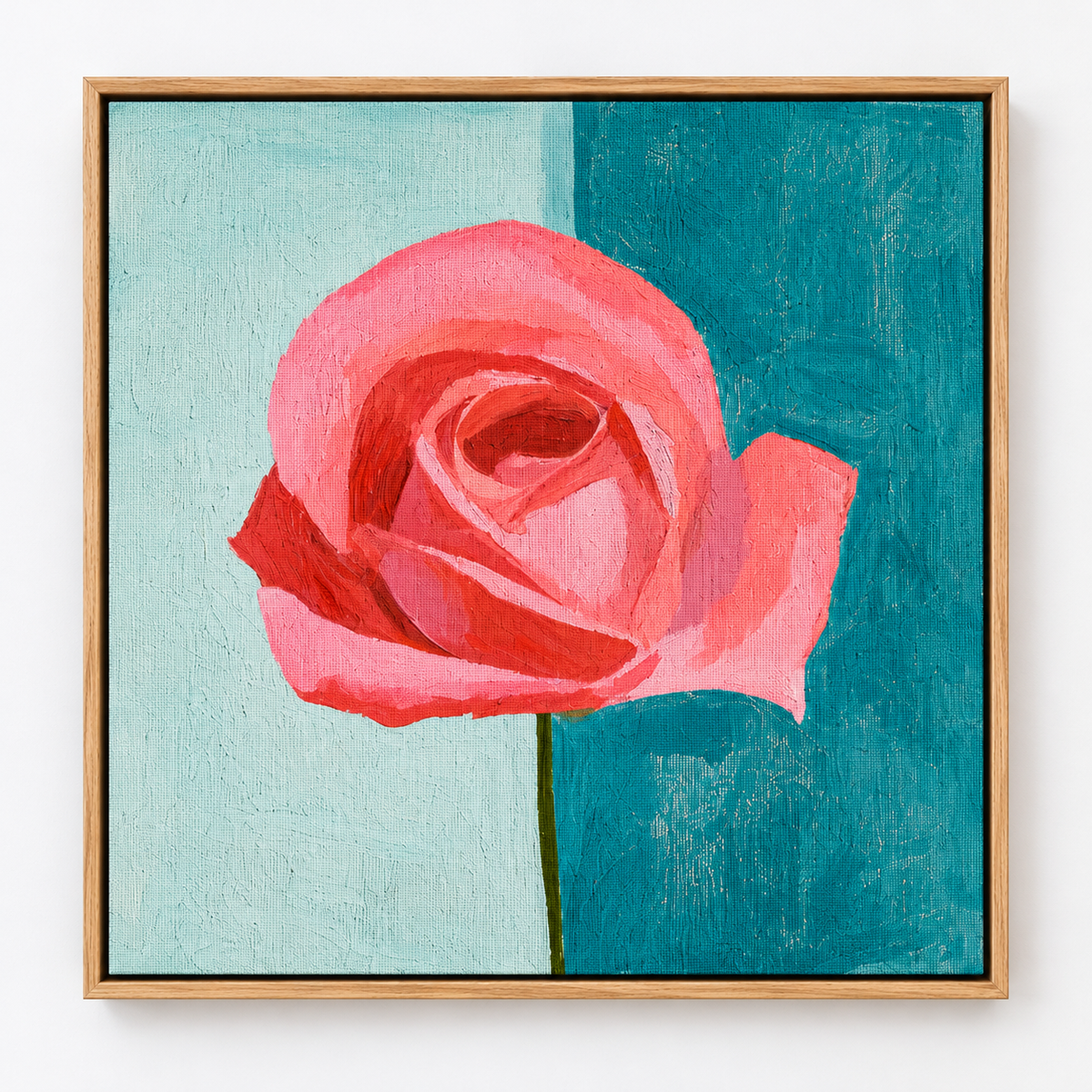 Pink Flower Wall Art Canvas Print – Coral Rose by Rossetti Art