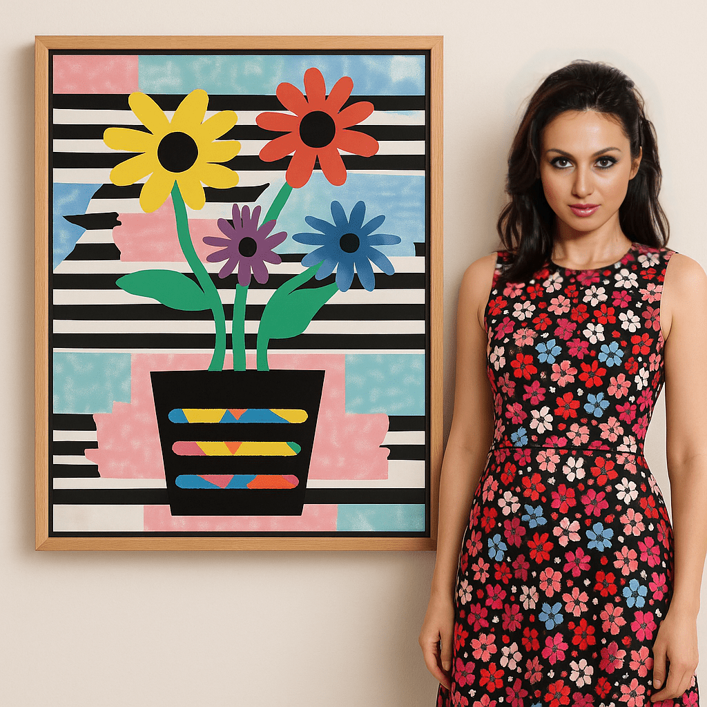 Canvas Print: "Pop Bloom Floral" - Abstract Floral Pop Art Wall Decor modern abstract canvas wall art by Rossetti Art – luxury interior design artwork for living room, bedroom, office – Abstract Flower Canvas Bold Bloom Art Contemporary Flower Art