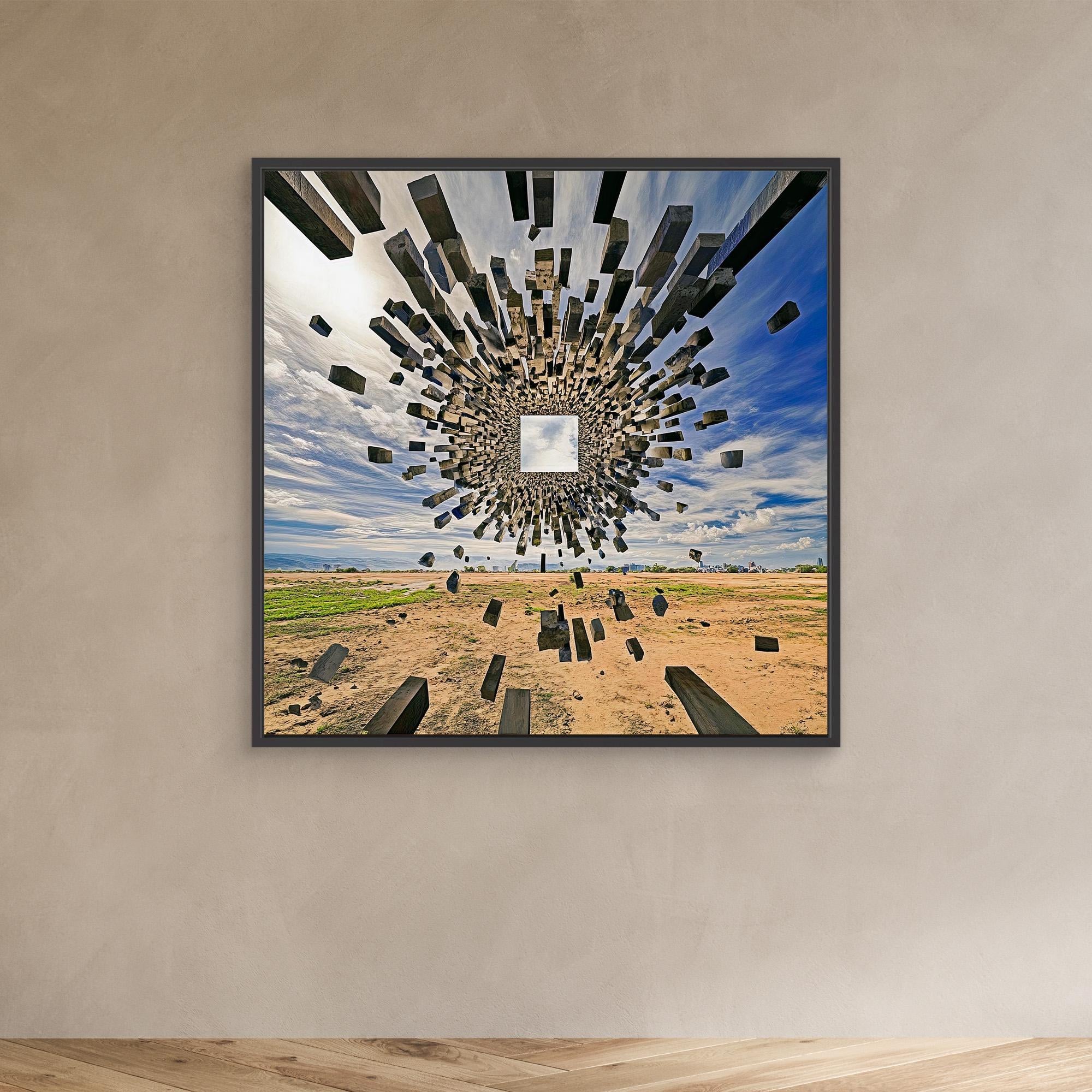 Canvas Print: Portal Collapse – Surreal Geometric Art modern abstract canvas wall art by Rossetti Art – luxury interior design artwork for living room, bedroom, office – 3D Illusion Art Architectural Canvas Contemporary Surrealism