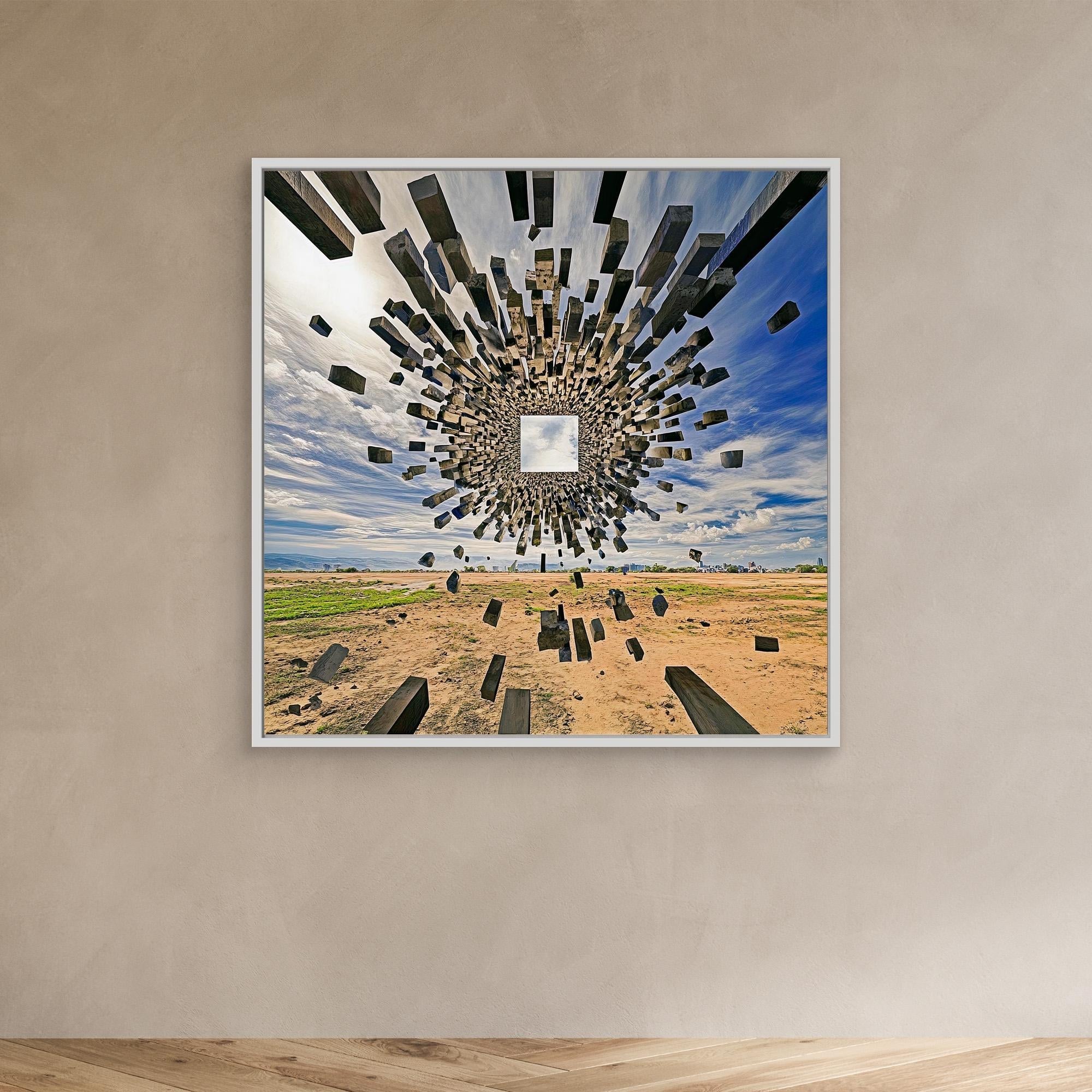 Canvas Print: Portal Collapse – Surreal Geometric Art modern abstract canvas wall art by Rossetti Art – luxury interior design artwork for living room, bedroom, office – 3D Illusion Art Architectural Canvas Contemporary Surrealism