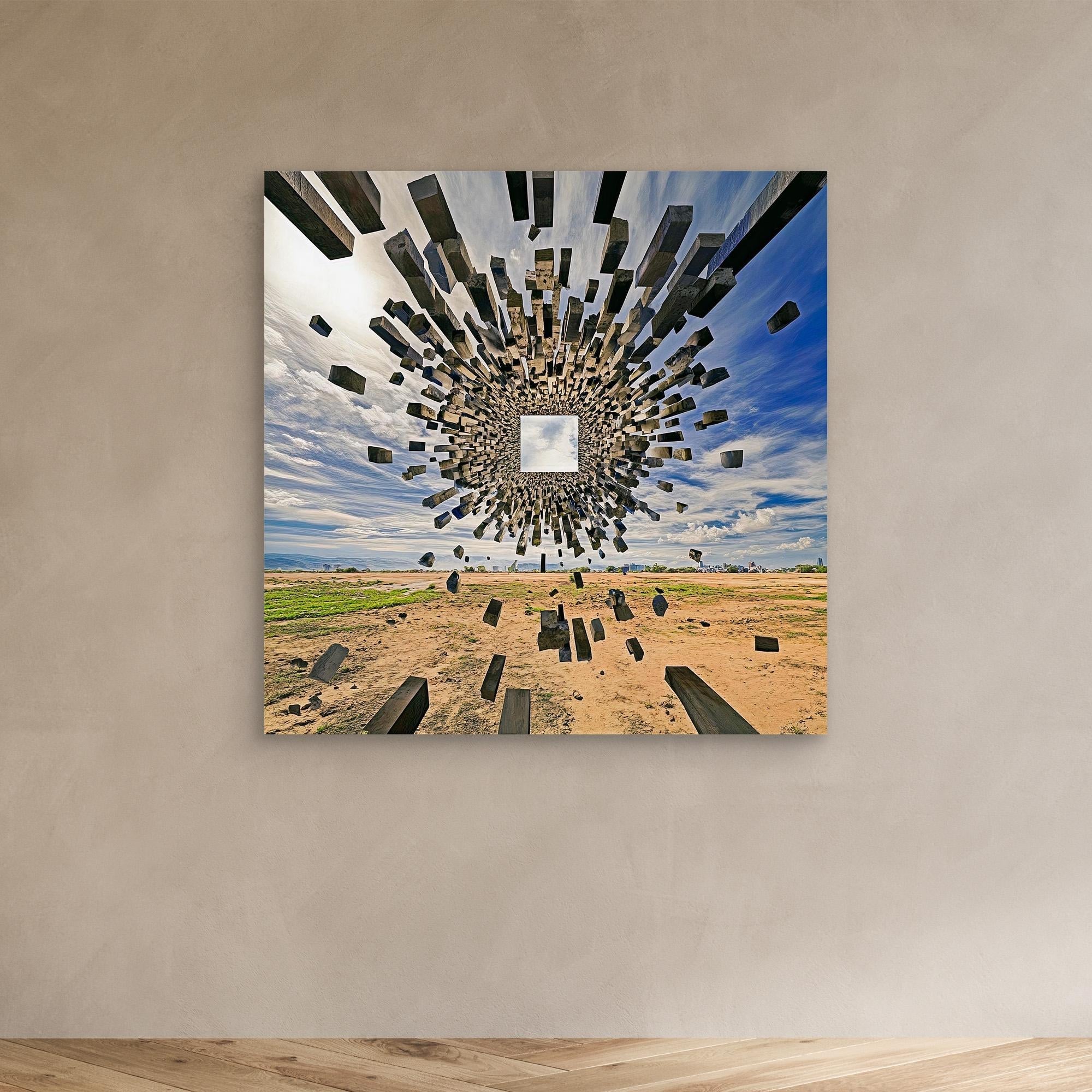 Canvas Print: Portal Collapse – Surreal Geometric Art modern abstract canvas wall art by Rossetti Art – luxury interior design artwork for living room, bedroom, office – 3D Illusion Art Architectural Canvas Contemporary Surrealism