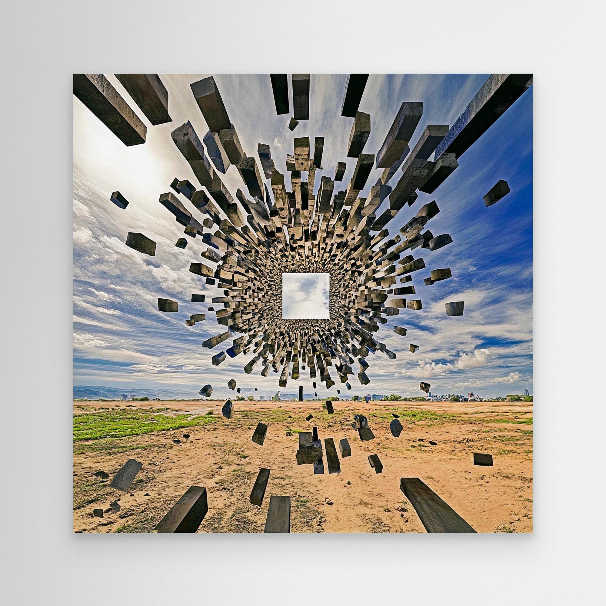 Canvas Print: Portal Collapse – Surreal Geometric Art modern abstract canvas wall art by Rossetti Art – luxury interior design artwork for living room, bedroom, office – 3D Illusion Art Architectural Canvas Contemporary Surrealism