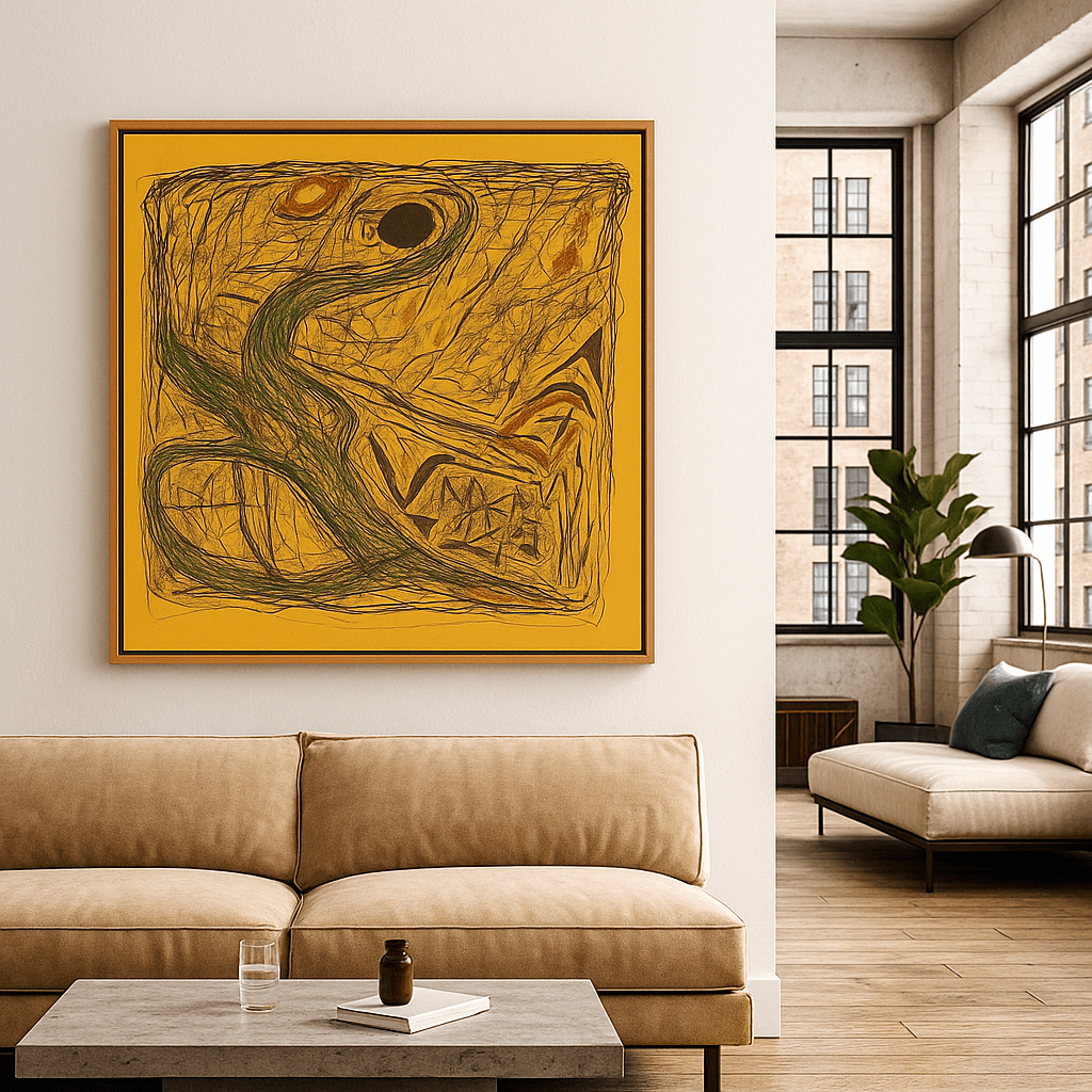 Canvas Print: Primitive Pulse – Abstract Expressionist Canvas Art Print modern abstract canvas wall art by Rossetti Art – luxury interior design artwork for living room, bedroom, office – abstract expressionist canvas Abstract Line Art Chaotic line art