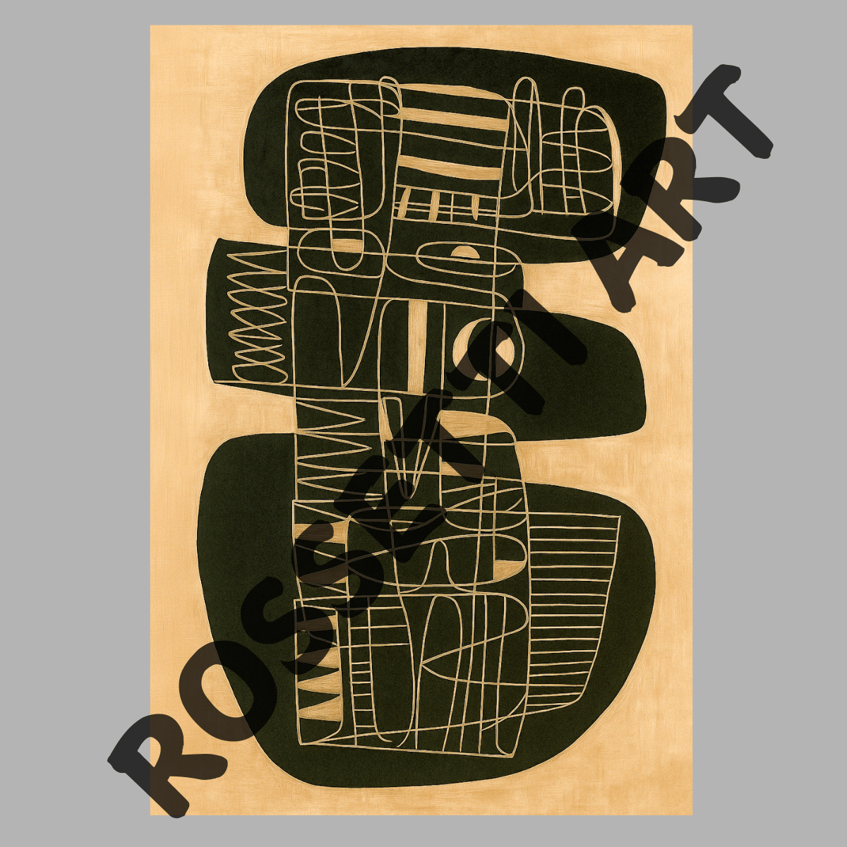 Canvas Print : "Primitive Structure" – Mid - Century Abstract Line Art Canvas Print - Chiara Rossetti