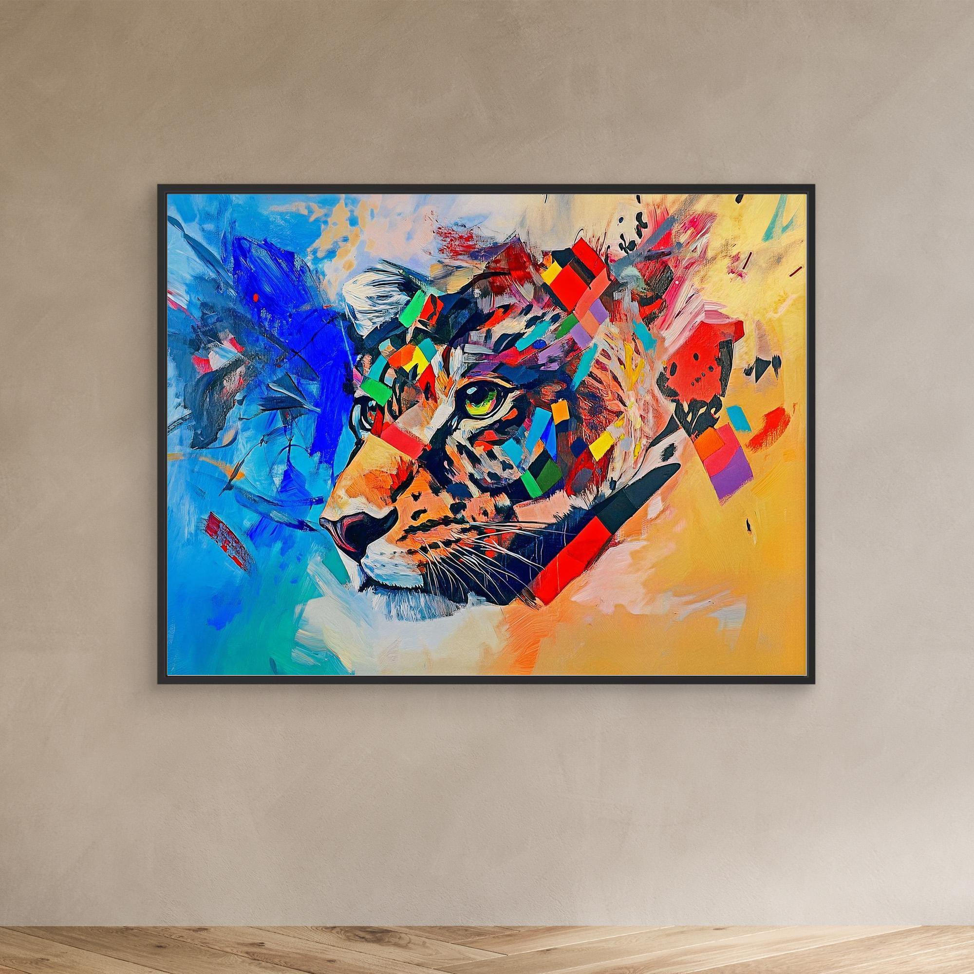 Canvas Print: Prismatic Roar – Leopard Art modern abstract canvas wall art by Rossetti Art – luxury interior design artwork for living room, bedroom, office – Bold Animal Art Contemporary animal art Geometric animal art