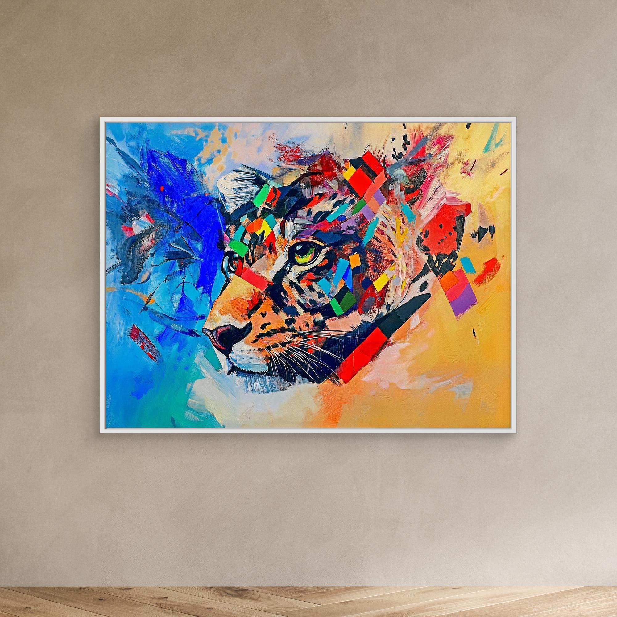 Canvas Print: Prismatic Roar – Leopard Art modern abstract canvas wall art by Rossetti Art – luxury interior design artwork for living room, bedroom, office – Bold Animal Art Contemporary animal art Geometric animal art