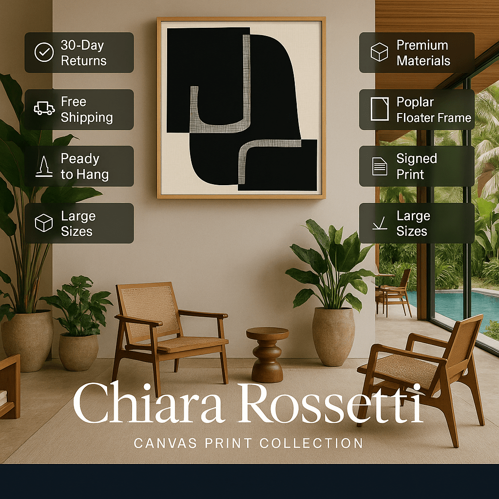 Canvas Print : Quiet Curve – Minimalist Black & Beige Abstract Canvas Wall Art - Chiara Rossetti