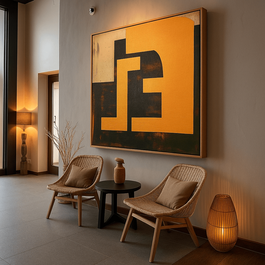 Canvas Print : Radiant Geometry - Modern Abstract Wall Art Canvas modern abstract canvas wall art by Rossetti Art – luxury interior design artwork for living room, bedroom, office – Abstract Gold Decor Contemporary Living Space Art contemporary wall painting