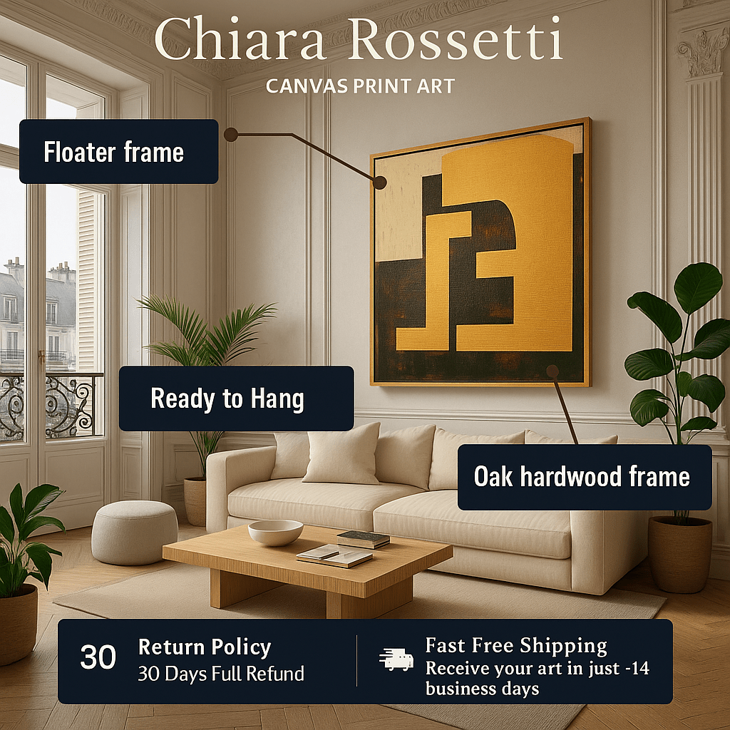 Canvas Print : Radiant Geometry - Modern Abstract Wall Art Canvas modern abstract canvas wall art by Rossetti Art – luxury interior design artwork for living room, bedroom, office – Abstract Gold Decor Contemporary Living Space Art contemporary wall painting