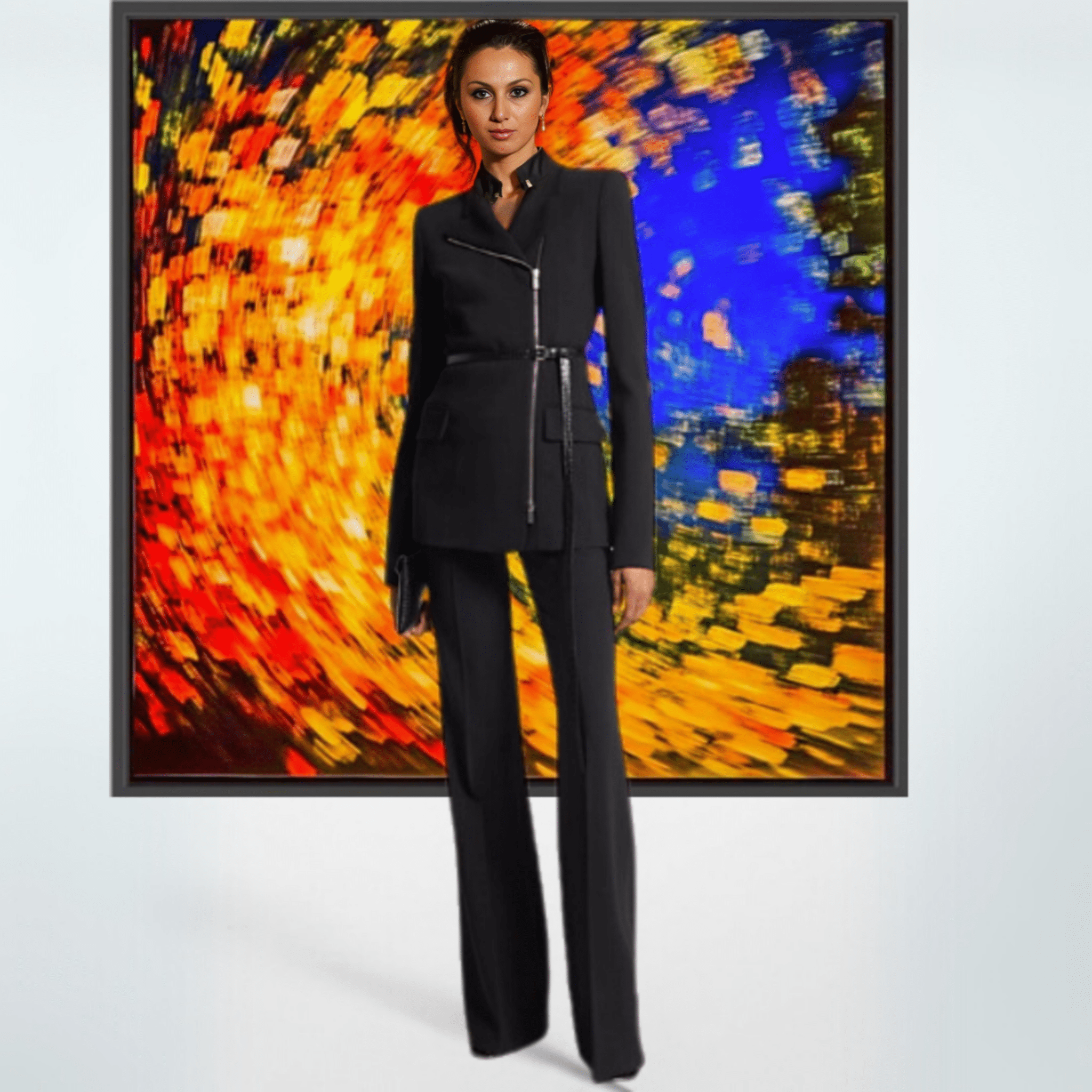 Canvas Print: Radiant Vortex - Abstract Color Spiral modern abstract canvas wall art by Rossetti Art – luxury interior design artwork for living room, bedroom, office – abstract color spiral bold home decor dynamic abstract painting