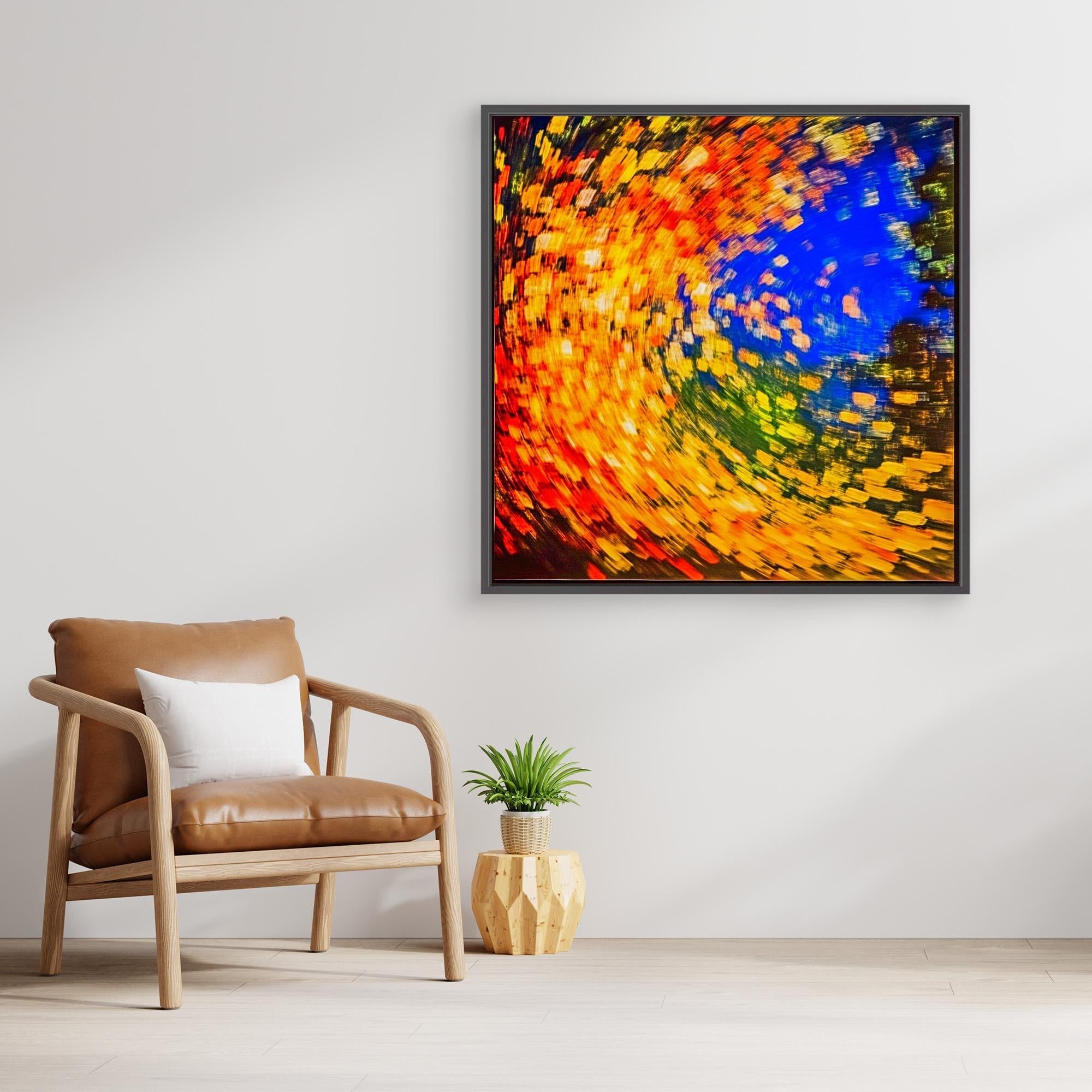 Canvas Print: Radiant Vortex - Abstract Color Spiral modern abstract canvas wall art by Rossetti Art – luxury interior design artwork for living room, bedroom, office – abstract color spiral bold home decor dynamic abstract painting