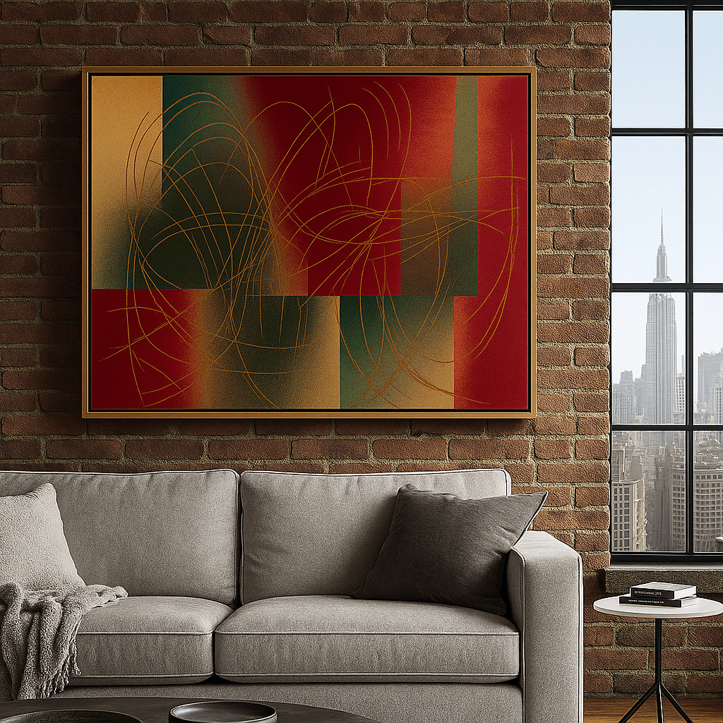 Canvas Print : "Red & Gold Golden Static" – Red & Gold Artwork - Chiara Rossetti