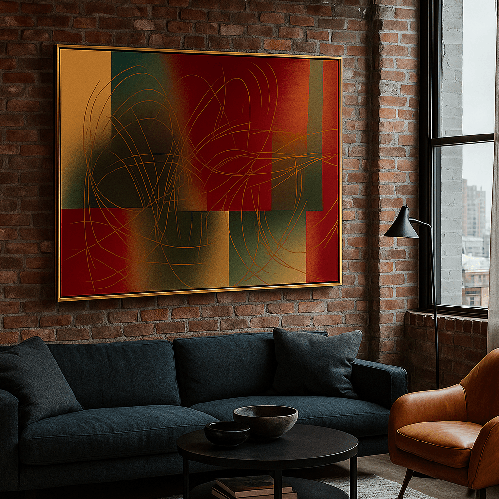 Canvas Print : "Red & Gold Golden Static" – Red & Gold Artwork - Chiara Rossetti