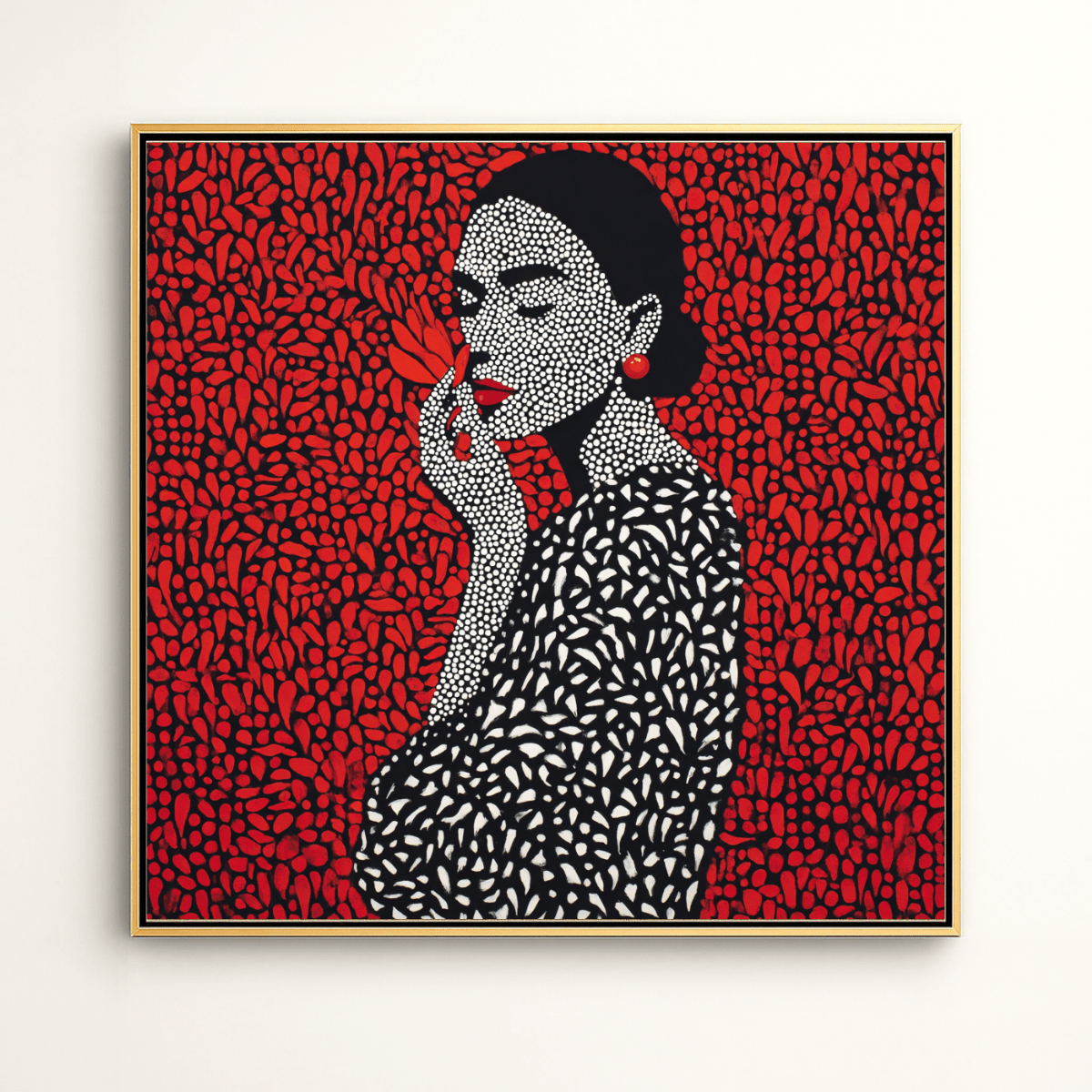 Canvas Print: Red Muse Portrait - Abstract Woman Portrait Canvas Print modern abstract canvas wall art by Rossetti Art – luxury interior design artwork for living room, bedroom, office – abstract wall art canvas print art Chiara Rossetti