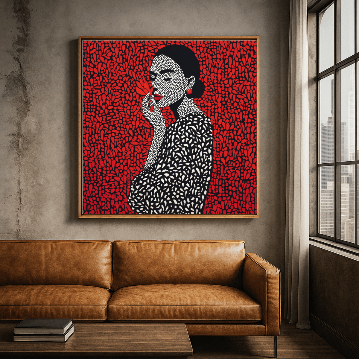 Canvas Print: Red Muse Portrait - Abstract Woman Portrait Canvas Print modern abstract canvas wall art by Rossetti Art – luxury interior design artwork for living room, bedroom, office – abstract wall art canvas print art Chiara Rossetti
