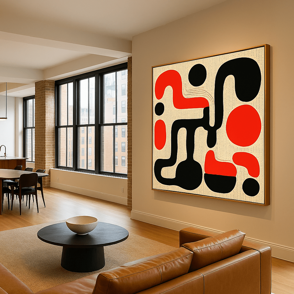 Canvas Print: Red Pulse – Abstract Geometric Canvas Print | Modern Pop Wall Art by Chiara Rosset modern abstract canvas wall art by Rossetti Art – luxury interior design artwork for living room, bedroom, office – abstract wall art contemporary wall design framed abstract canvas