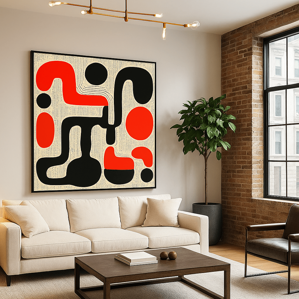 Canvas Print: Red Pulse – Abstract Geometric Canvas Print | Modern Pop Wall Art by Chiara Rosset modern abstract canvas wall art by Rossetti Art – luxury interior design artwork for living room, bedroom, office – abstract wall art contemporary wall design framed abstract canvas