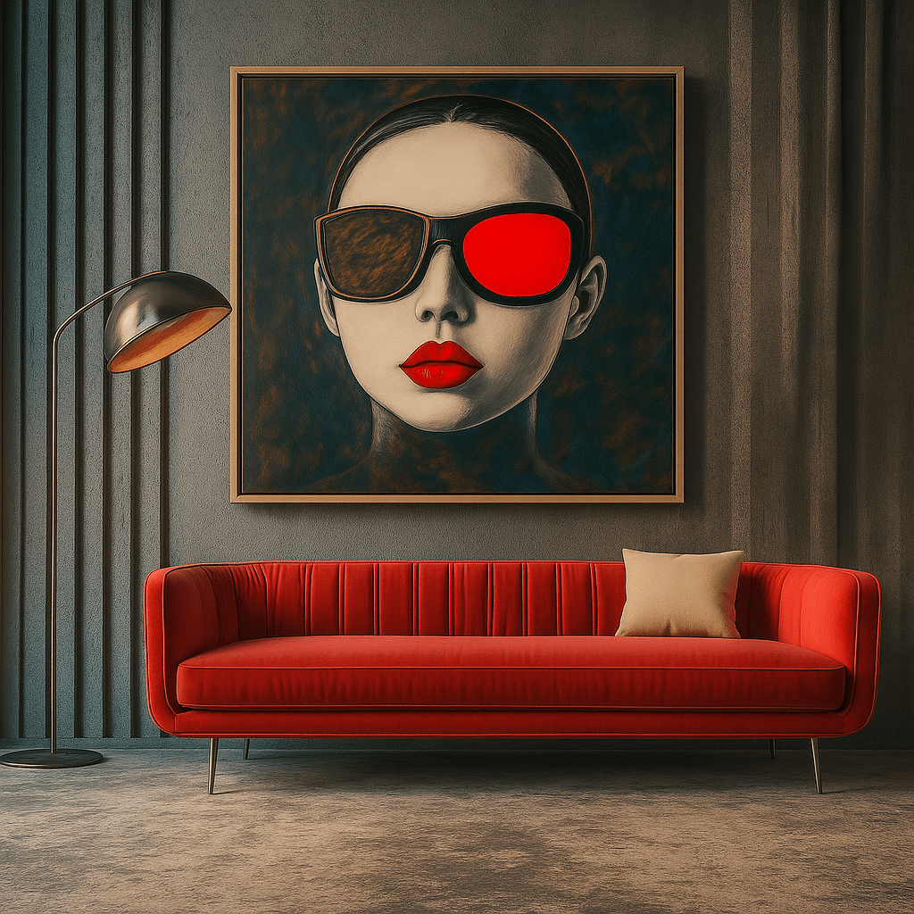 Canvas Print : Red Vision - Modern Pop Art Canvas modern abstract canvas wall art by Rossetti Art – luxury interior design artwork for living room, bedroom, office – Abstract art print bold home decor canvas wall art