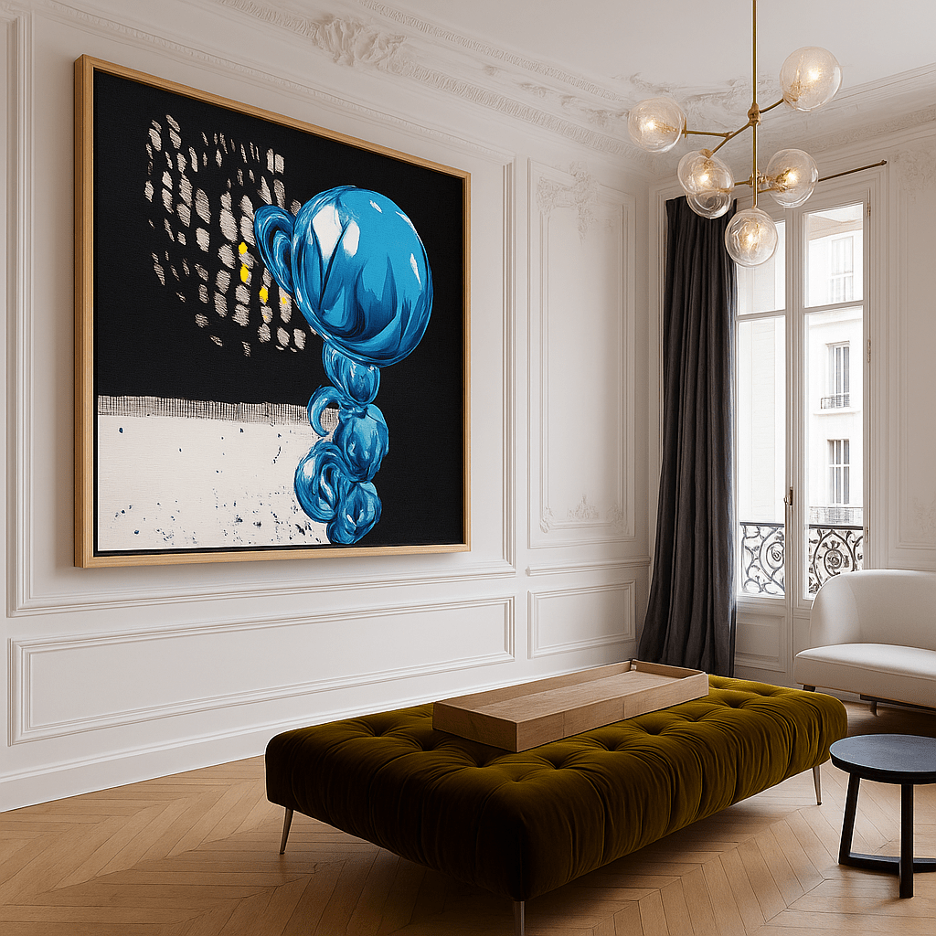 Canvas Print : Reflections in Motion – Abstract Modern Wall Art Print modern abstract canvas wall art by Rossetti Art – luxury interior design artwork for living room, bedroom, office – Abstract artwork abstract blue painting handmade wall art