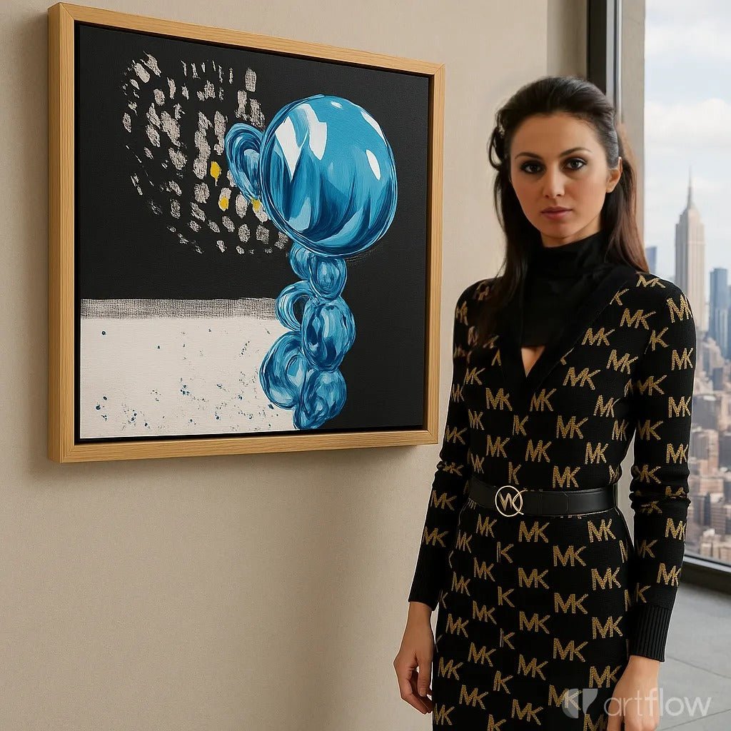 Canvas Print : Reflections in Motion – Abstract Modern Wall Art Print modern abstract canvas wall art by Rossetti Art – luxury interior design artwork for living room, bedroom, office – Abstract artwork abstract blue painting handmade wall art