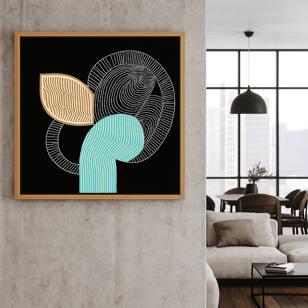 Canvas Print : Retro Bloom - Abstract Line Art Canvas Print with Modern Flair - Chiara Rossetti