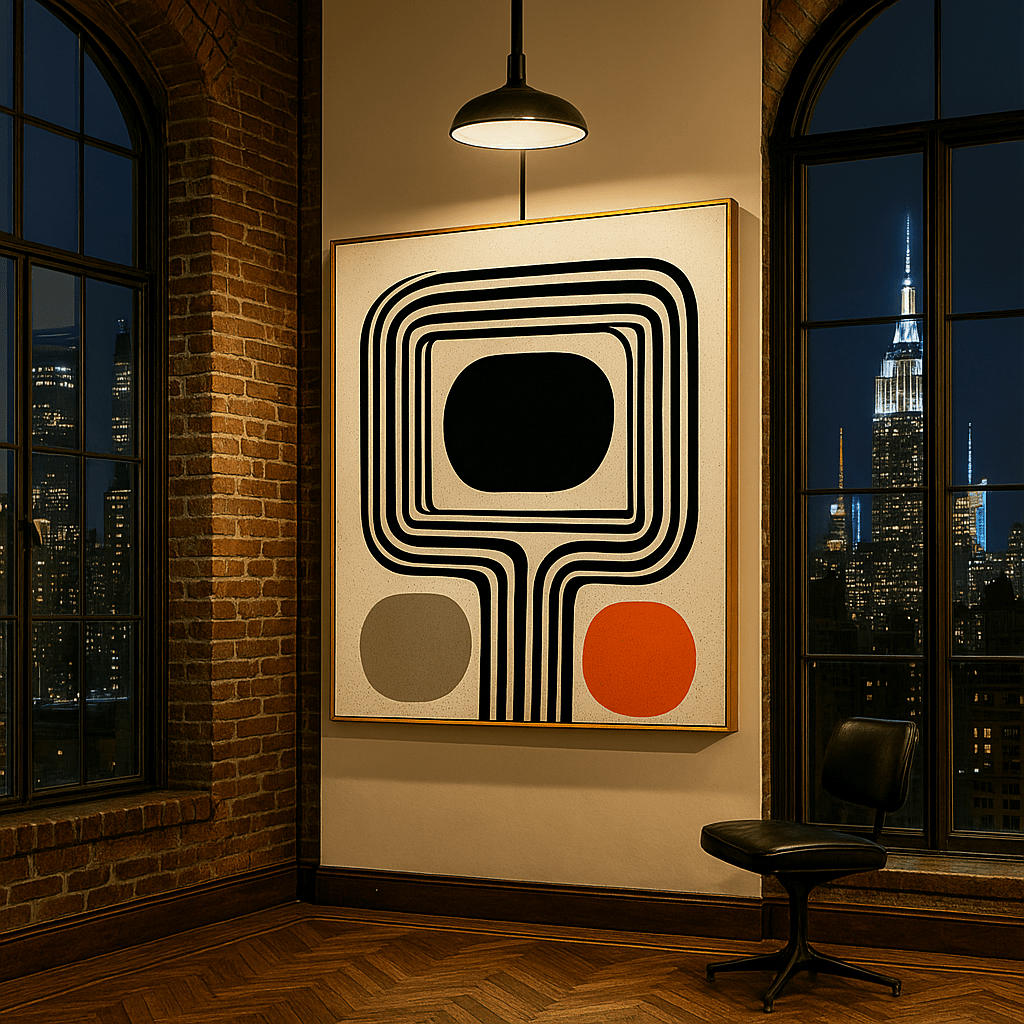 Canvas Print: Retro Frame – Mid - Century Modern Abstract Canvas Print | Minimalist Wall Art by Chiara Rossetti modern abstract canvas wall art by Rossetti Art – luxury interior design artwork for living room, bedroom, office – abstract wall art contemporary wall design framed abstract canvas