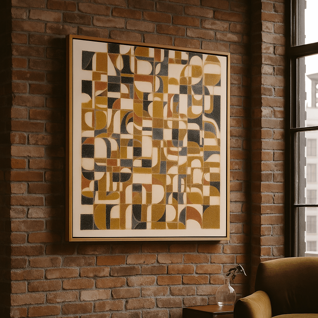 Canvas Print : Retro Geometric Gridlock – Mid - Century Modern Wall Art Print - Chiara Rossetti