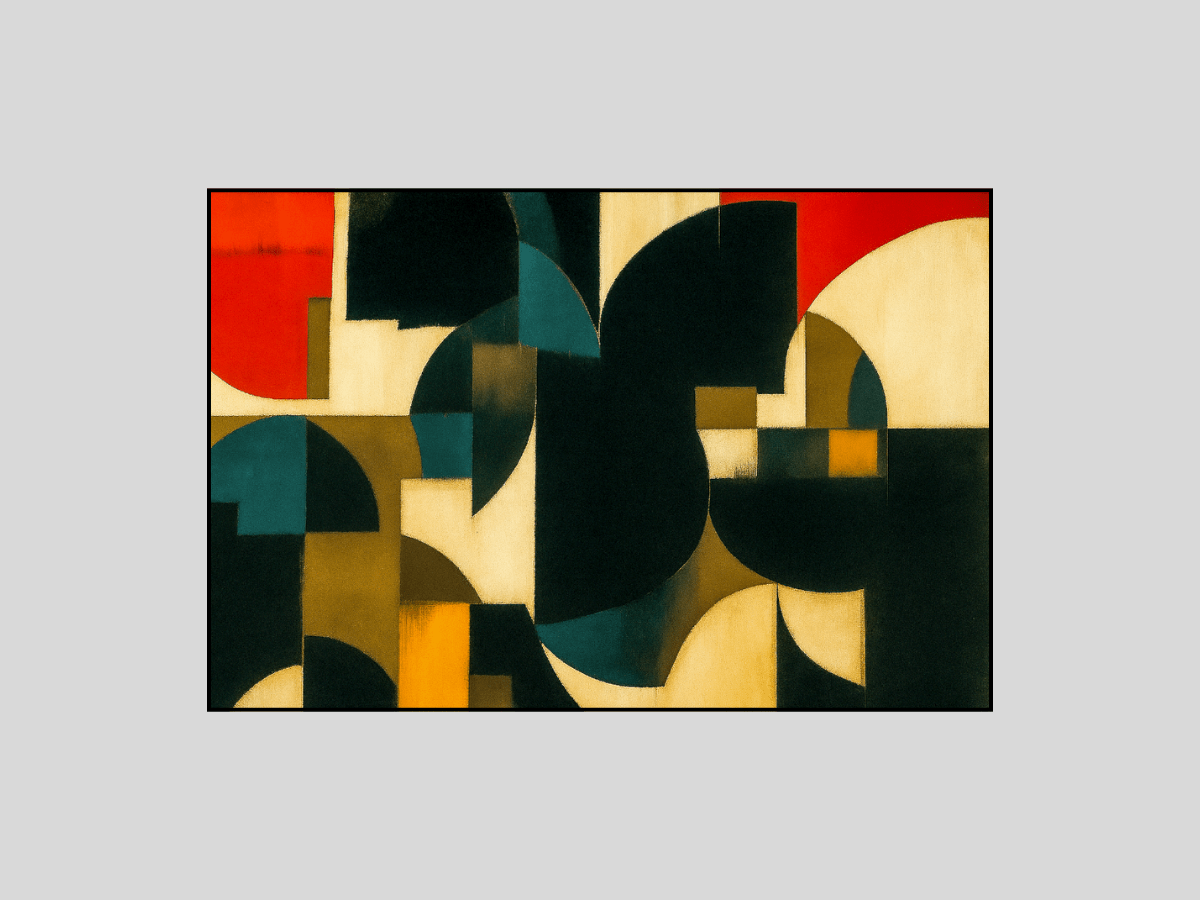 Canvas Print : Retro Geometry Block – Abstract Color Block Canvas Art - Chiara Rossetti