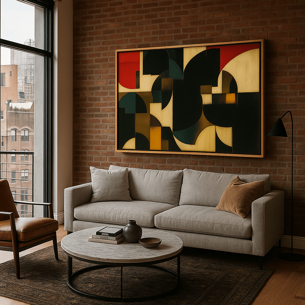 Canvas Print : Retro Geometry Block – Abstract Color Block Canvas Art - Chiara Rossetti
