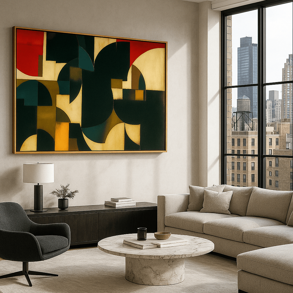 Canvas Print : Retro Geometry Block – Abstract Color Block Canvas Art - Chiara Rossetti