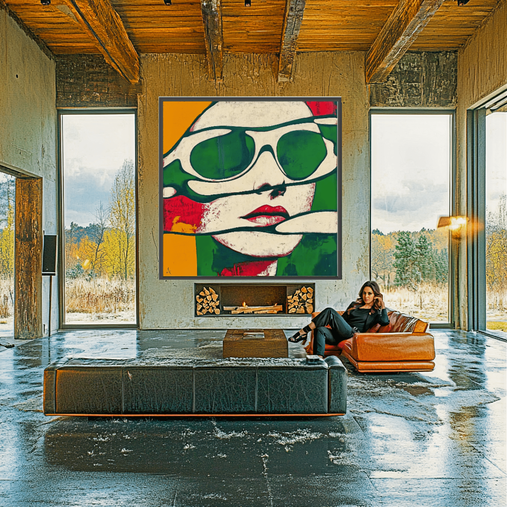 Canvas Print : Retro Pop Art Woman - Bold Wall Decor modern abstract canvas wall art by Rossetti Art – luxury interior design artwork for living room, bedroom, office – Modern Pop Art Pop Art Canvas Print Retro Wall Decor