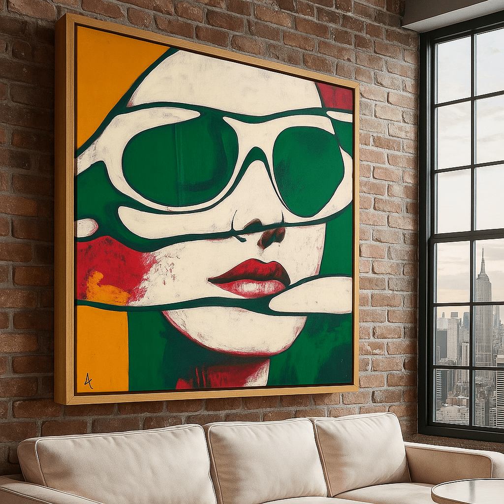 Canvas Print : Retro Pop Art Woman - Bold Wall Decor modern abstract canvas wall art by Rossetti Art – luxury interior design artwork for living room, bedroom, office – Modern Pop Art Pop Art Canvas Print Retro Wall Decor