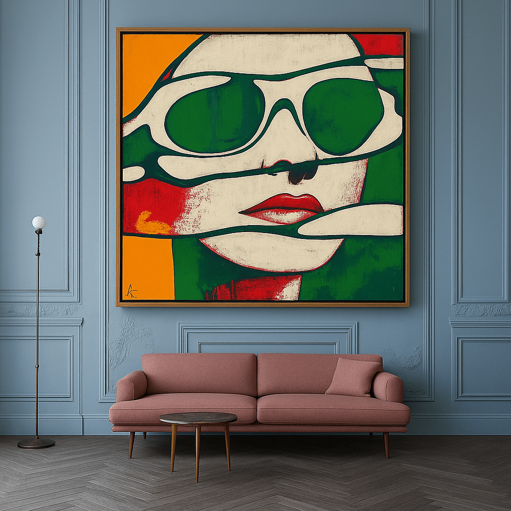 Canvas Print : Retro Pop Art Woman - Bold Wall Decor modern abstract canvas wall art by Rossetti Art – luxury interior design artwork for living room, bedroom, office – Modern Pop Art Pop Art Canvas Print Retro Wall Decor