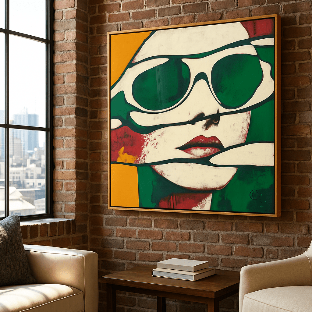 Canvas Print : Retro Pop Art Woman - Bold Wall Decor modern abstract canvas wall art by Rossetti Art – luxury interior design artwork for living room, bedroom, office – Modern Pop Art Pop Art Canvas Print Retro Wall Decor