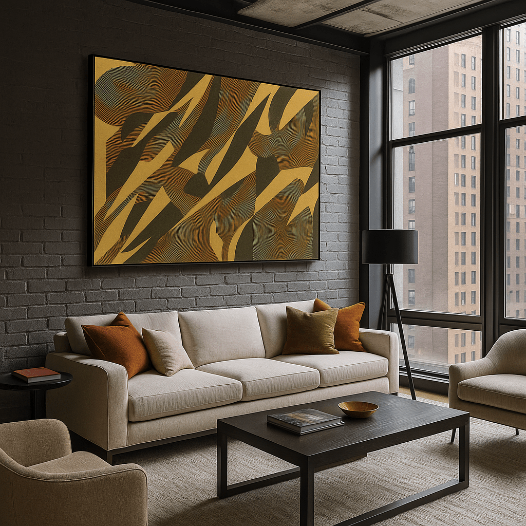 Canvas Print : Retro Spiral Vortex | Abstract Horizontal Canvas Wall Art modern abstract canvas wall art by Rossetti Art – luxury interior design artwork for living room, bedroom, office – 70s inspired art bold wall print contemporary living room art
