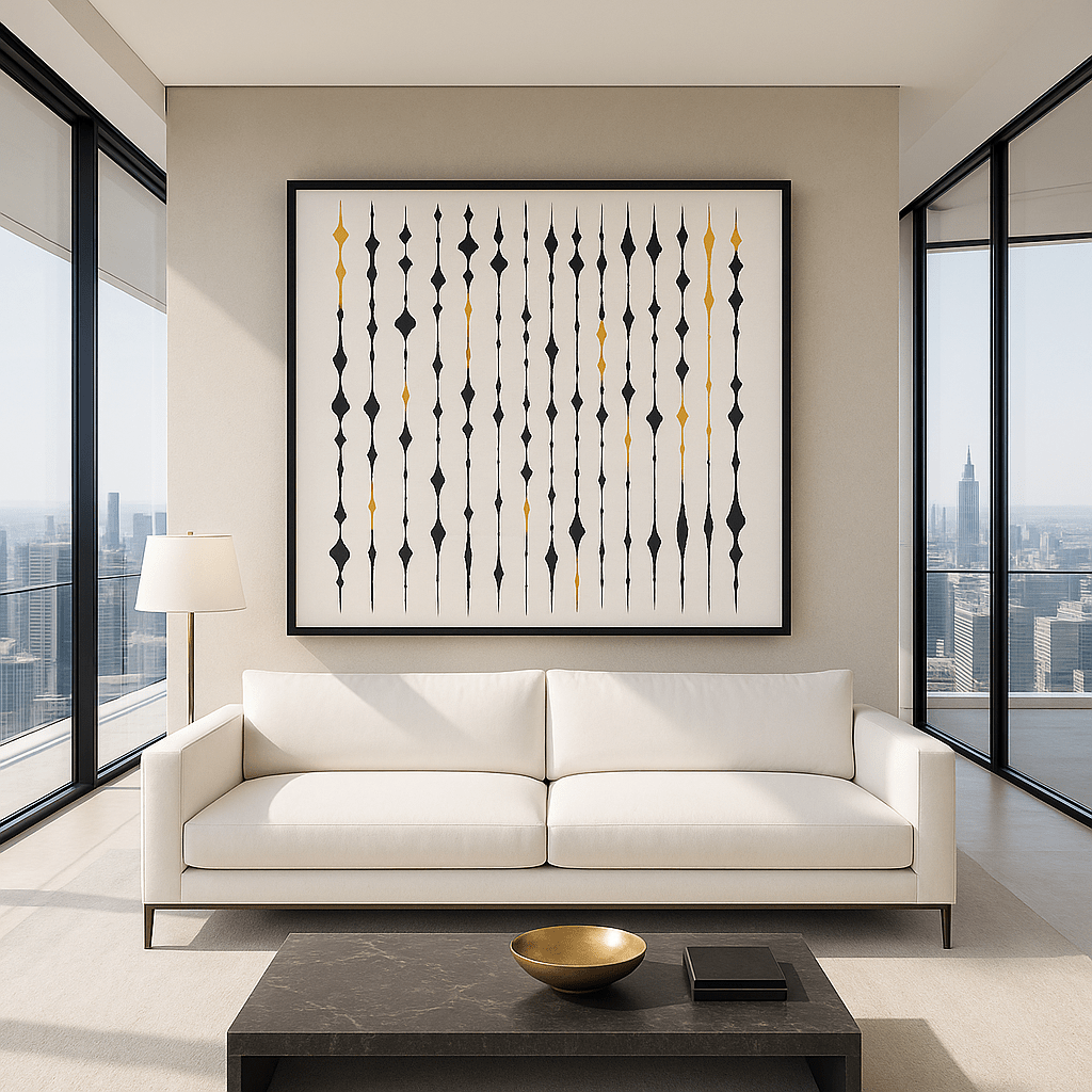 Canvas Print: Rhythm Skyline - Modern Abstract Art modern abstract canvas wall art by Rossetti Art – luxury interior design artwork for living room, bedroom, office – Bold and Dynamic Artistic Home Accent Colorful Statement Wall Art Contemporary Grid Art
