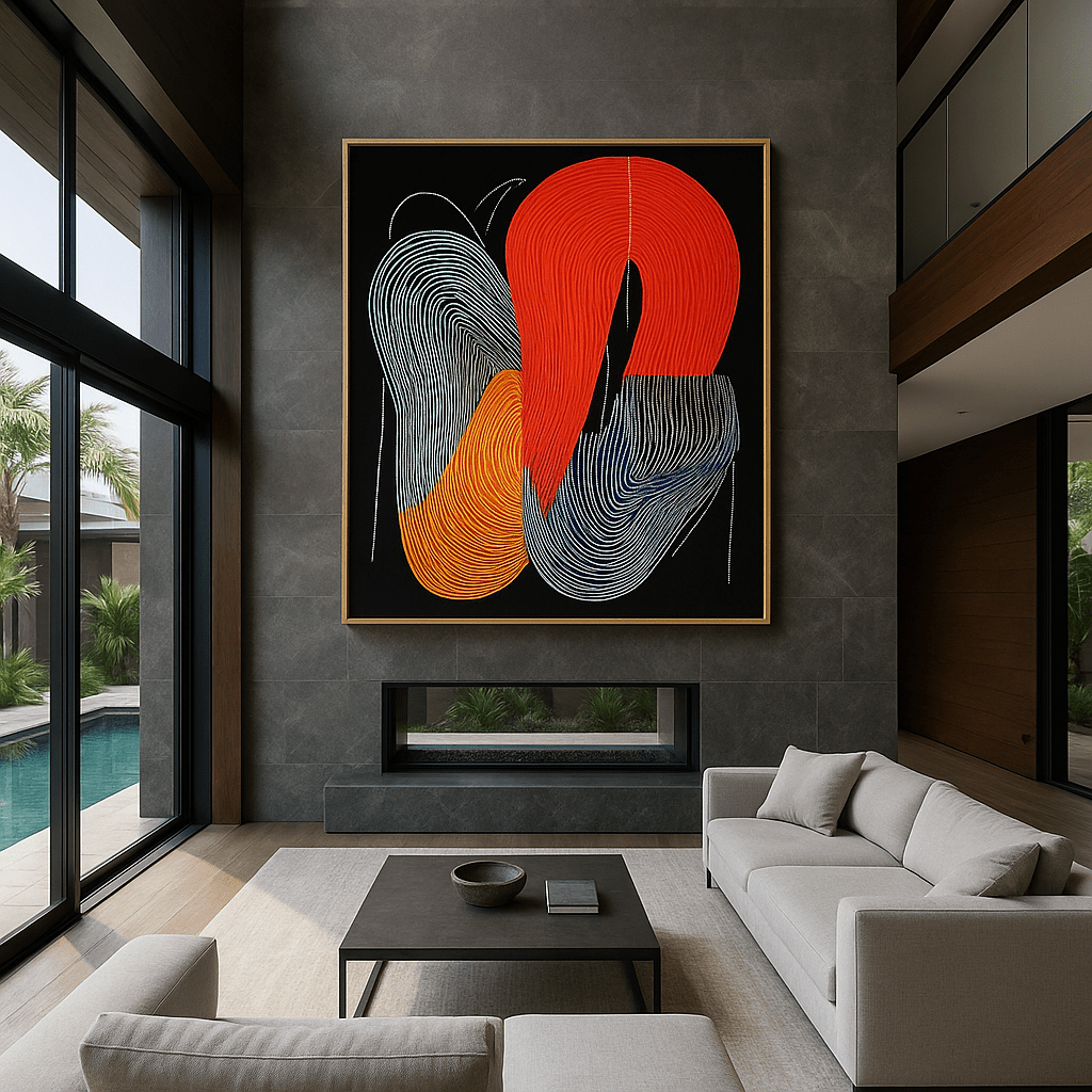 Canvas Print : Rhythms in Color – Bold Abstract Canvas Wall Art on Black - Chiara Rossetti
