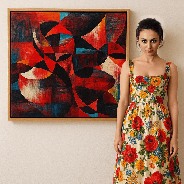 Canvas Print : Rhythms in Red | Abstract Geometric Wall Art | Modern Canvas