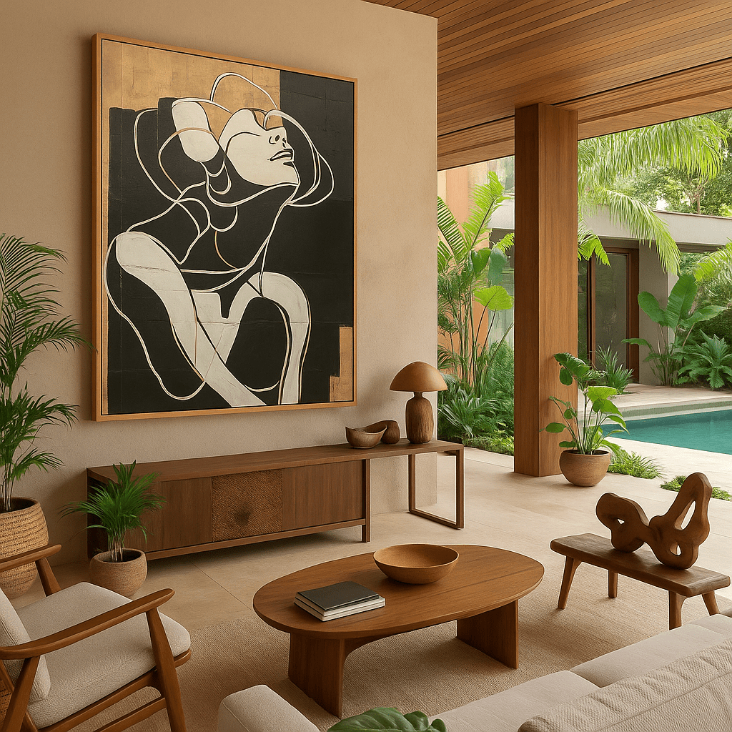 Canvas Print : Rise Within – Female Figure Line Art Canvas - Modern Minimalist Woman Portrait modern abstract canvas wall art by Rossetti Art – luxury interior design artwork for living room, bedroom, office – Contemporary Art for Sale contemporary art piece Contemporary art print