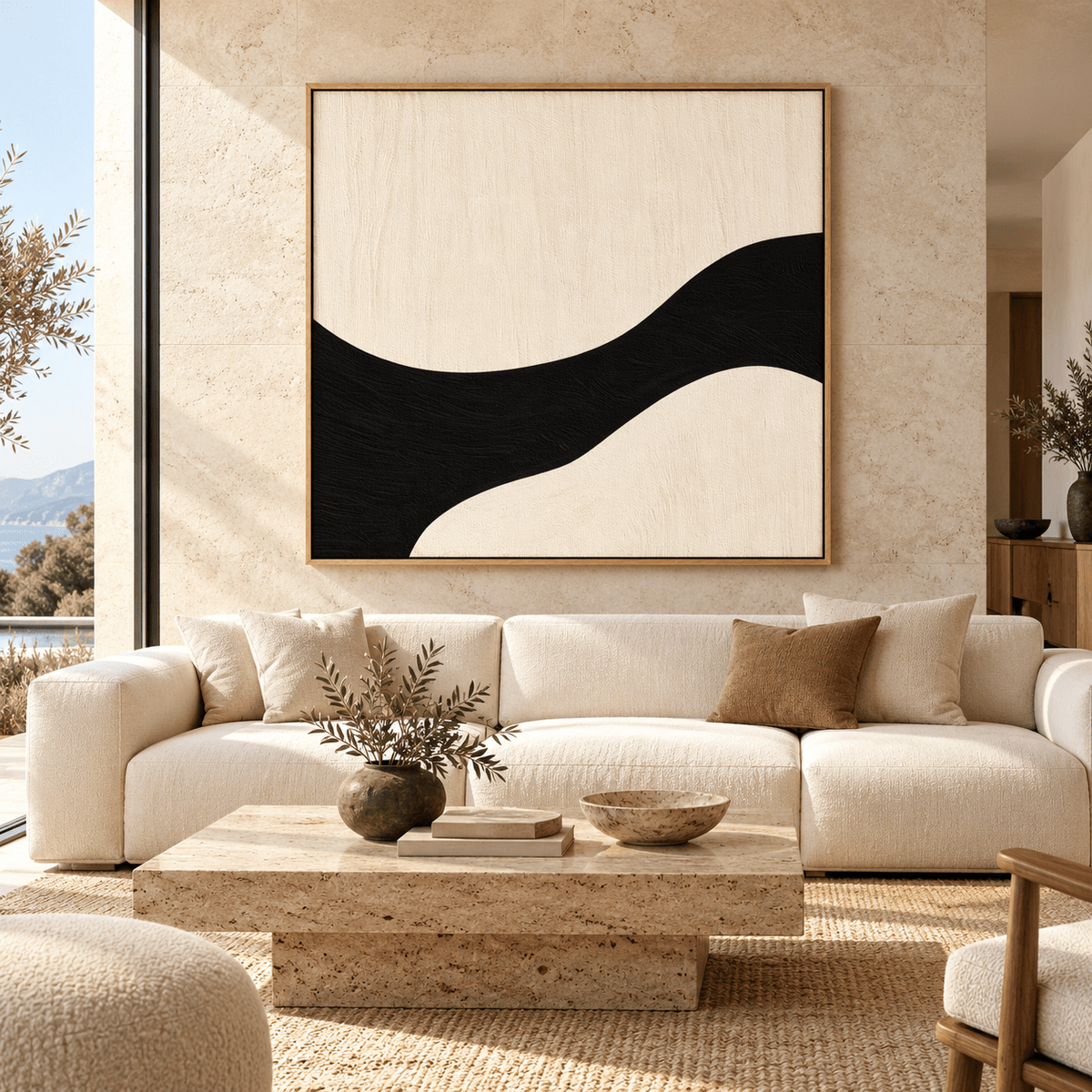 River Wall Art – Ivory River above a sofa by Rossetti Art