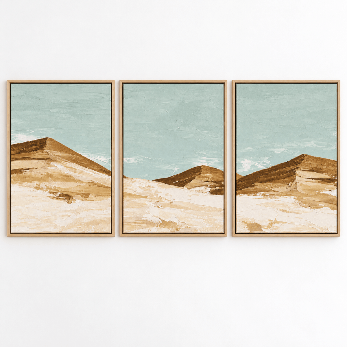 Sand Dune Wall Art – Dune Horizon canvas print set of 3 by Rossetti Art, framed triptych display
