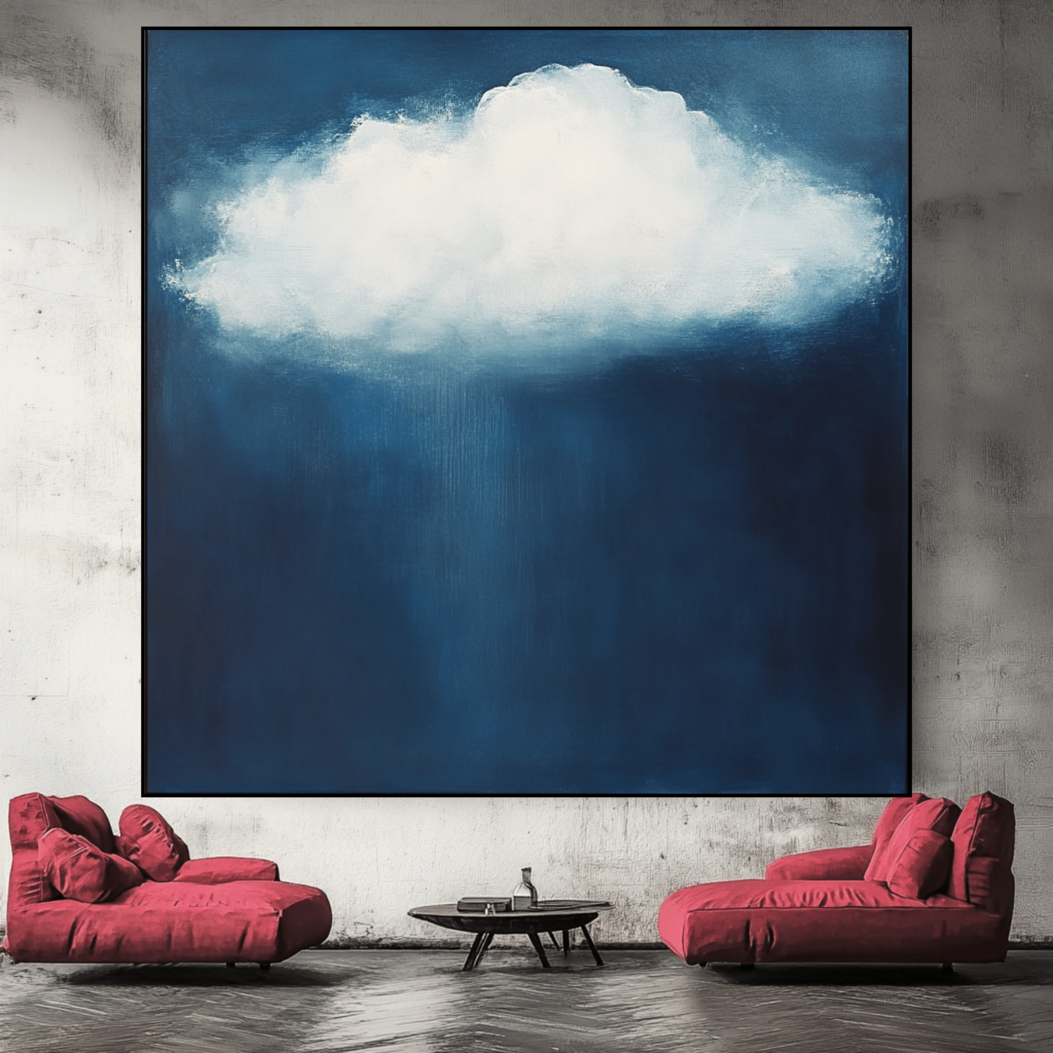 Canvas Print: Serenity Cloud - Dreamy Sky Wall Art modern abstract canvas wall art by Rossetti Art – luxury interior design artwork for living room, bedroom, office – blue and white art calming wall decor cloud wall art