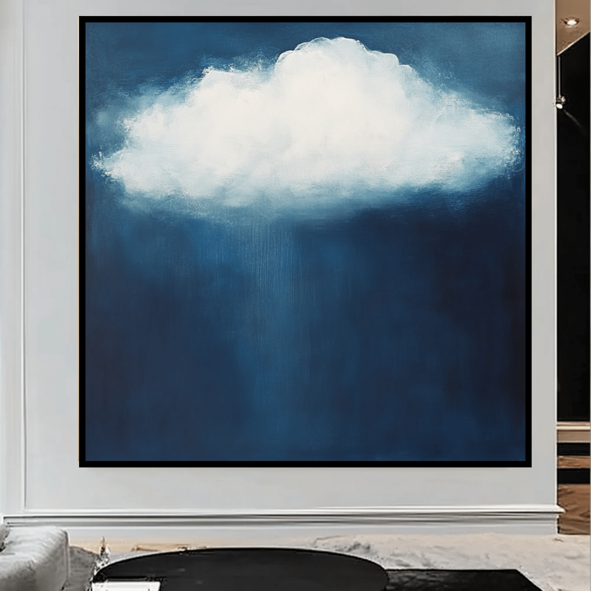 Canvas Print: Serenity Cloud - Dreamy Sky Wall Art modern abstract canvas wall art by Rossetti Art – luxury interior design artwork for living room, bedroom, office – blue and white art calming wall decor cloud wall art