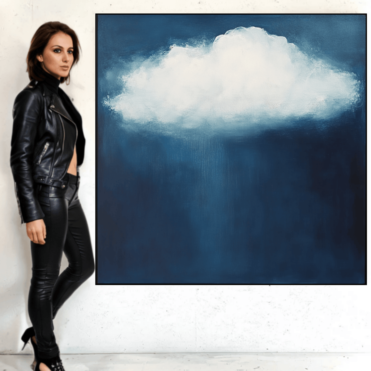 Canvas Print: Serenity Cloud - Dreamy Sky Wall Art modern abstract canvas wall art by Rossetti Art – luxury interior design artwork for living room, bedroom, office – blue and white art calming wall decor cloud wall art